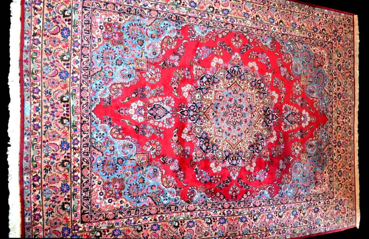 Macchad Rug, Signed, 250 X 356 Cm, Hand-knotted Kork Wool, Made In Iran Around 1980, Very Good Condition-photo-2