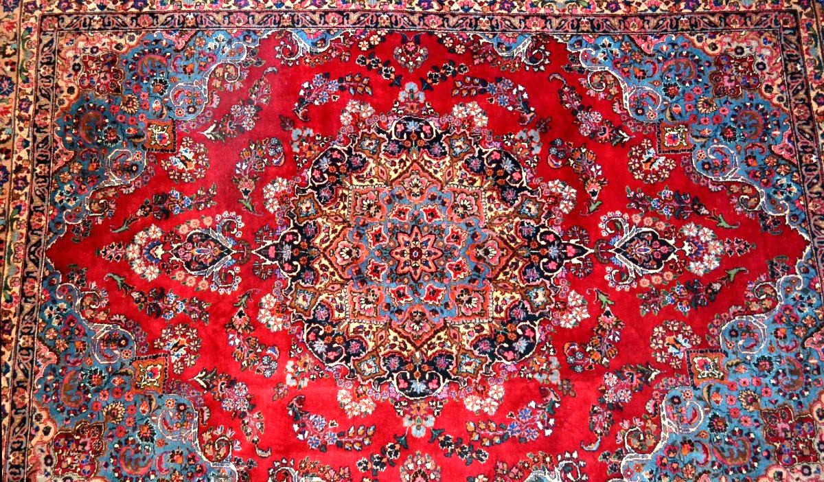 Macchad Rug, Signed, 250 X 356 Cm, Hand-knotted Kork Wool, Made In Iran Around 1980, Very Good Condition-photo-3