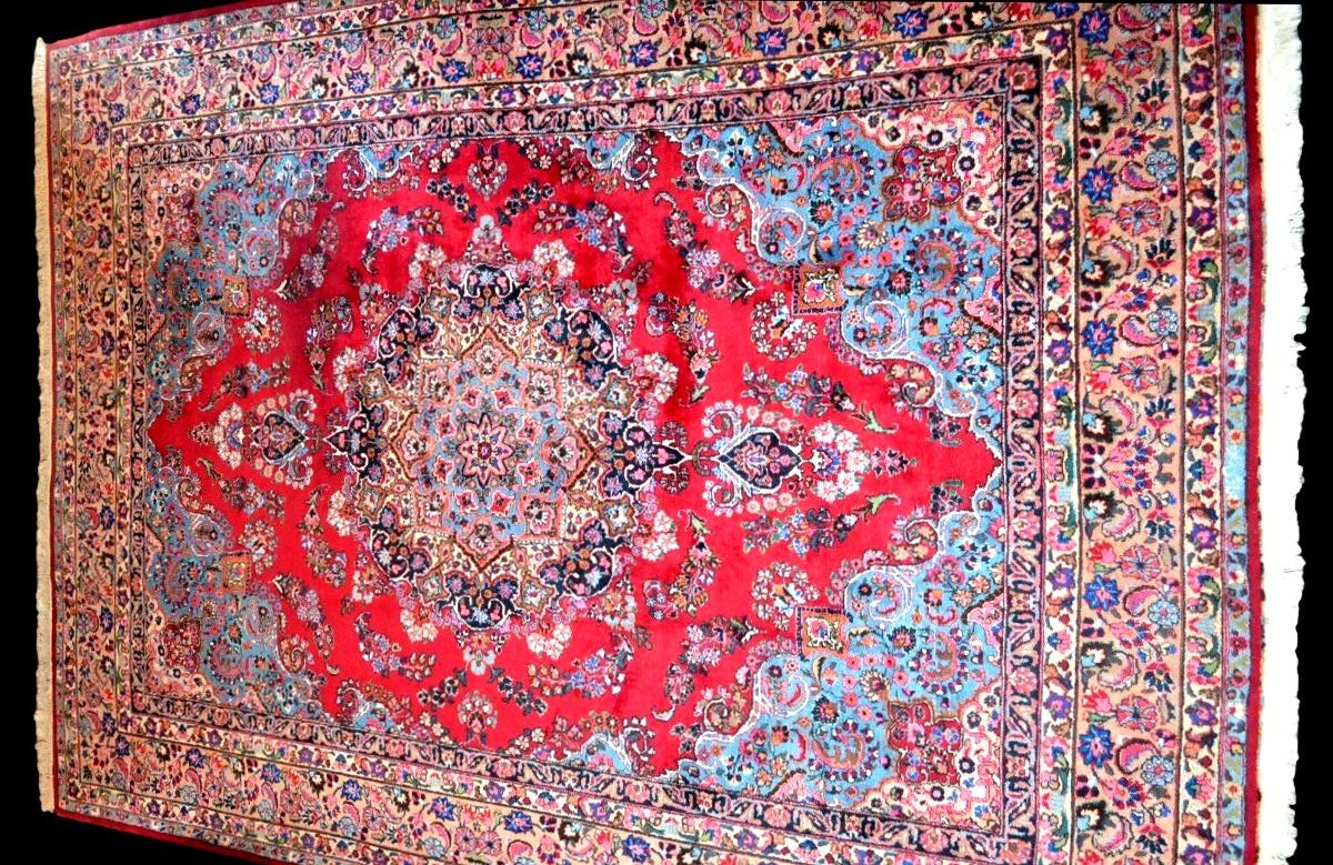 Macchad Rug, Signed, 250 X 356 Cm, Hand-knotted Kork Wool, Made In Iran Around 1980, Very Good Condition-photo-4
