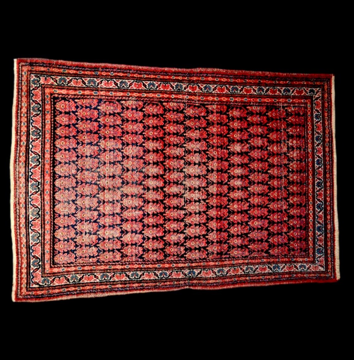 Tapis Afshar au Botehs, 131 x 198 cm, laine nouée main en Iran, vers 1900,  artefact Kadjar -photo-2