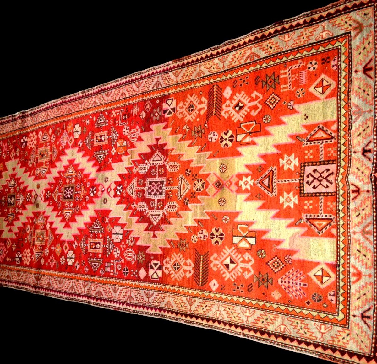 Tapis en galerie, Caucase, 123 x 303 cm, laine nouée main, Arménie ou Géorgie, très bon état-photo-2