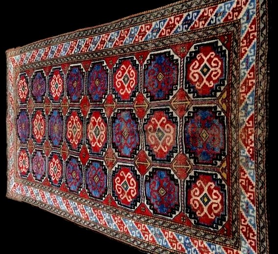 Tapis Kurde, 120 x 203 cm, laine nouée main vers 1950 au Kurdistan iranien, bon état-photo-4