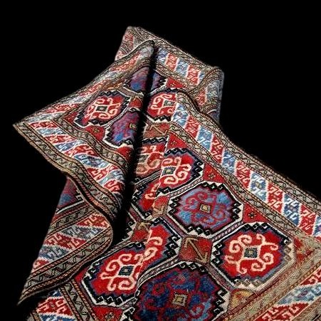 Tapis Kurde, 120 x 203 cm, laine nouée main vers 1950 au Kurdistan iranien, bon état-photo-1