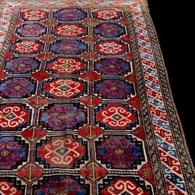 Tapis Kurde, 120 x 203 cm, laine nouée main vers 1950 au Kurdistan iranien, bon état-photo-4