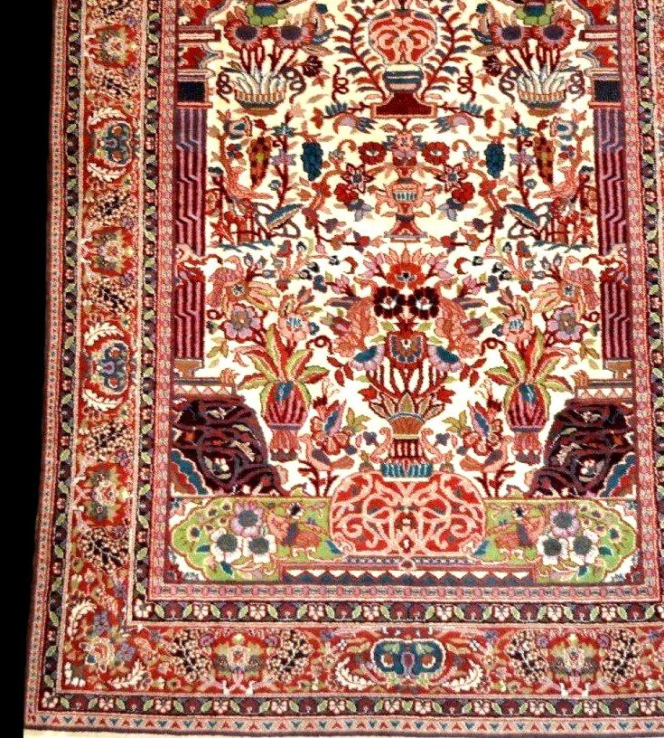 Tapis Kashan, 123 x 190 cm, laine kork nouée main en Iran vers 1970-1980 en parfait état-photo-3