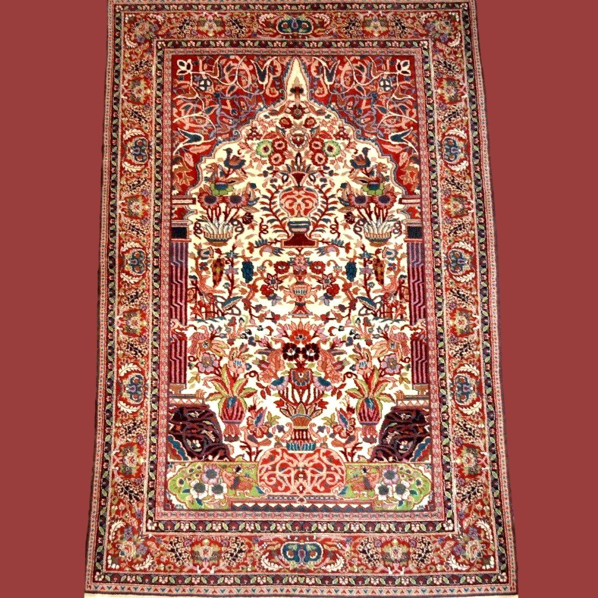 Tapis Kashan, 123 x 190 cm, laine kork nouée main en Iran vers 1970-1980 en parfait état-photo-8