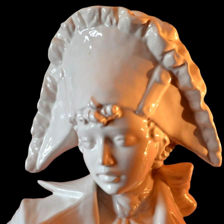 Dandy vénitien, Domenico Poloniato, importante faïence 81 cm, Italie 1960, très bon état-photo-3