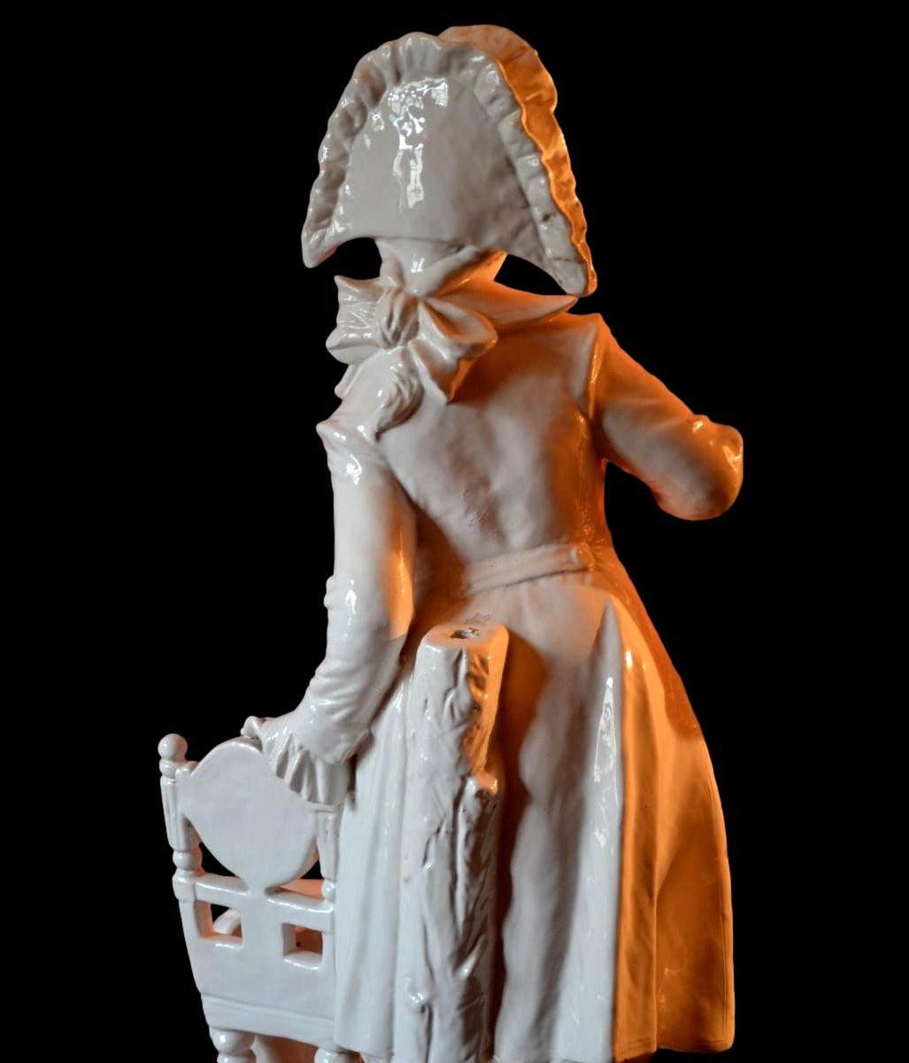 Dandy vénitien, Domenico Poloniato, importante faïence 81 cm, Italie 1960, très bon état-photo-6