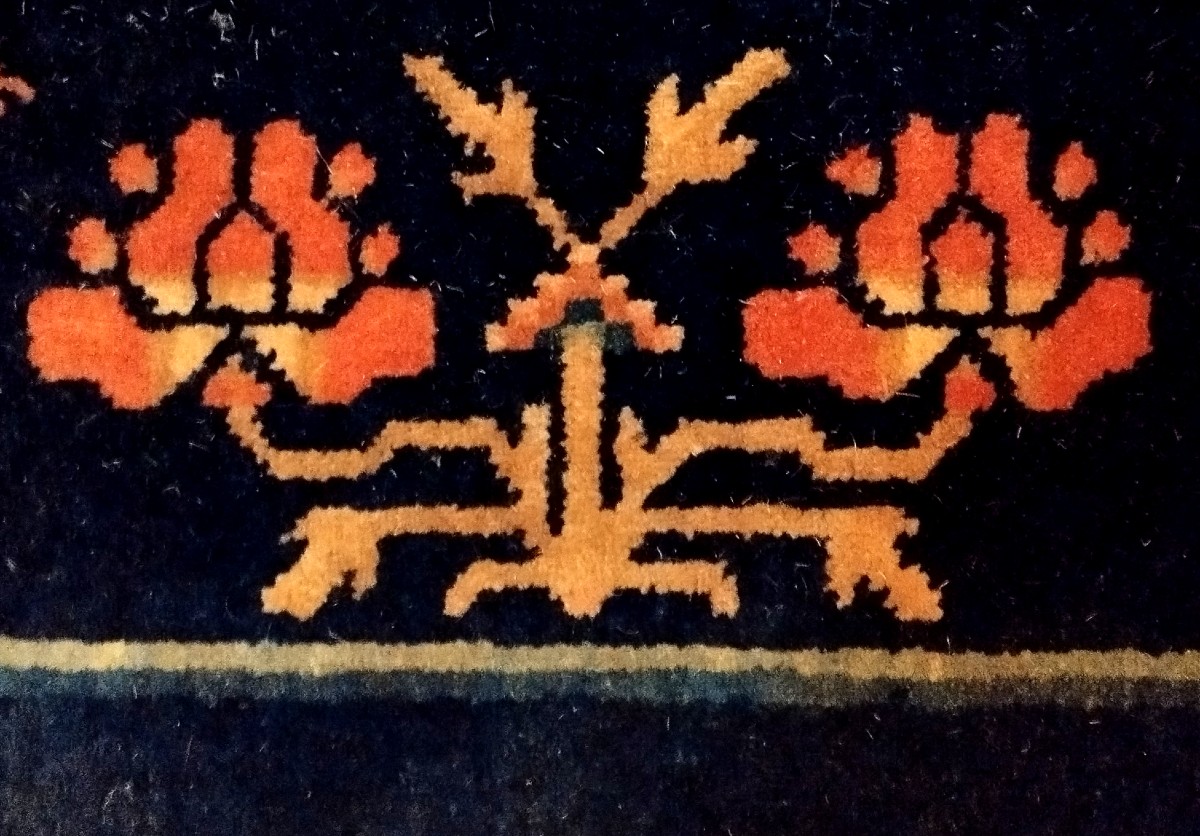 Taoist Scholar's Rug, 126 X 170 Cm, Wool & Silk, Manchuria, China 1880-1900, Very Good Condition-photo-1