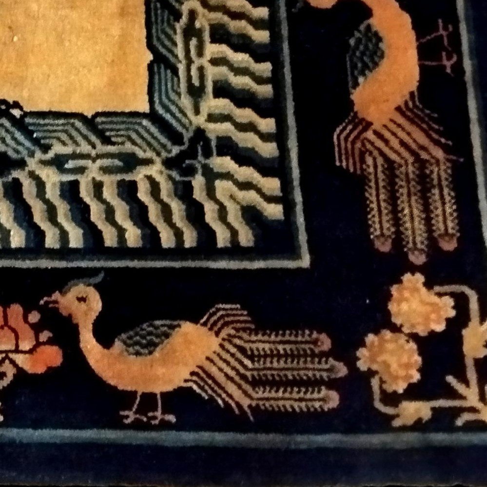 Taoist Scholar's Rug, 126 X 170 Cm, Wool & Silk, Manchuria, China 1880-1900, Very Good Condition-photo-4