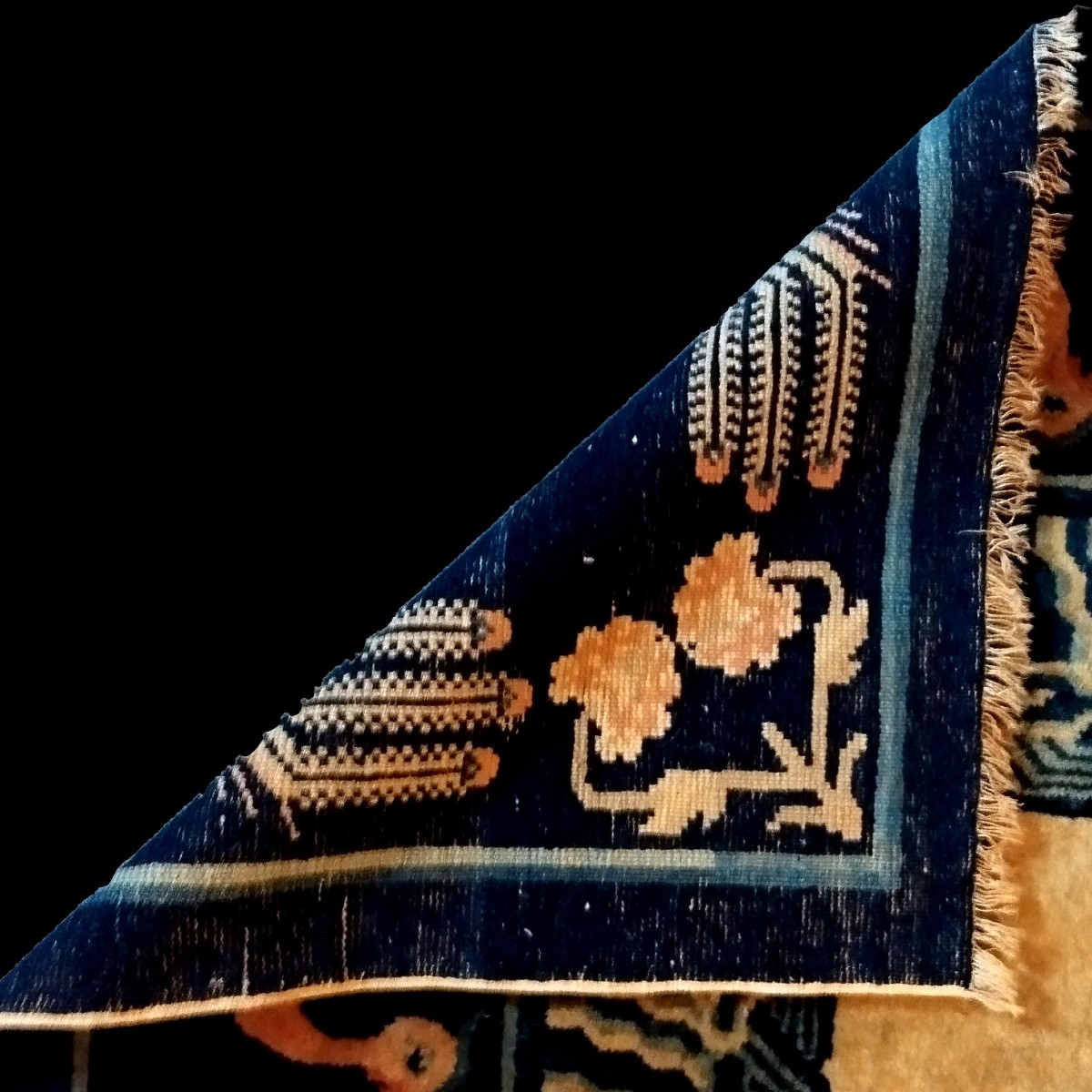 Taoist Scholar's Rug, 126 X 170 Cm, Wool & Silk, Manchuria, China 1880-1900, Very Good Condition-photo-6