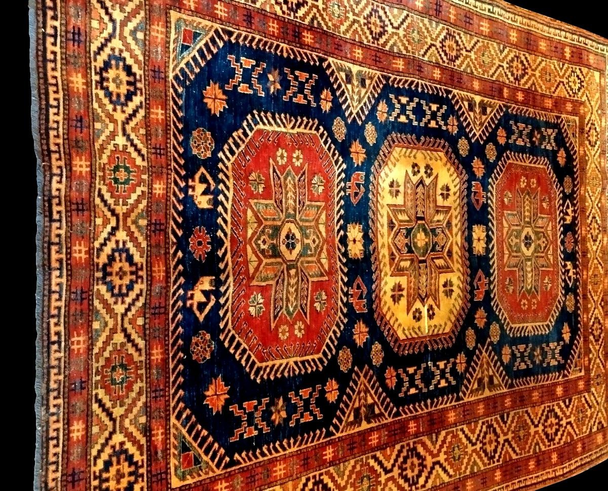 Kazak Rug, 215 X 280 Cm, Hand-knotted Wool From The Caucasus Circa 1970, In Very Good Condition, Tribal Design-photo-2