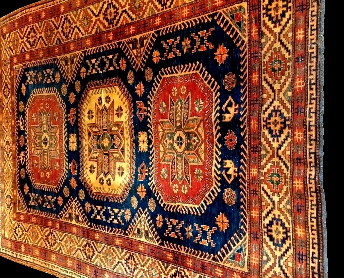Kazak Rug, 215 X 280 Cm, Hand-knotted Wool From The Caucasus Circa 1970, In Very Good Condition, Tribal Design-photo-4