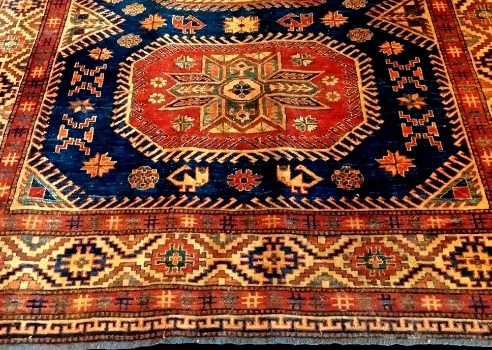 Kazak Rug, 215 X 280 Cm, Hand-knotted Wool From The Caucasus Circa 1970, In Very Good Condition, Tribal Design-photo-2