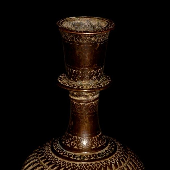 Bronze Huqqa, Water Pipe, 17th-18th Century, Mughal Art, North India, Very Good Condition-photo-2
