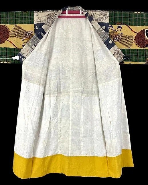 Men's Silk-on-silk Nagajuban, Tsumugi, Silk Pongee, Japan Circa 1950-photo-4