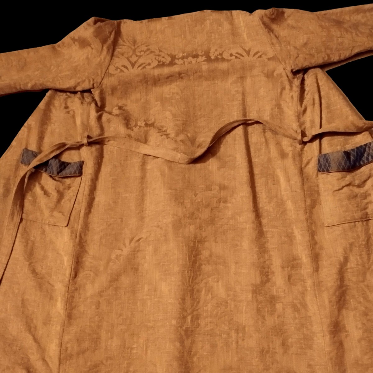 Manteau d'intérieur Homme, damas de soie, taffetas, marque Alwin, 1980, parfait état-photo-4