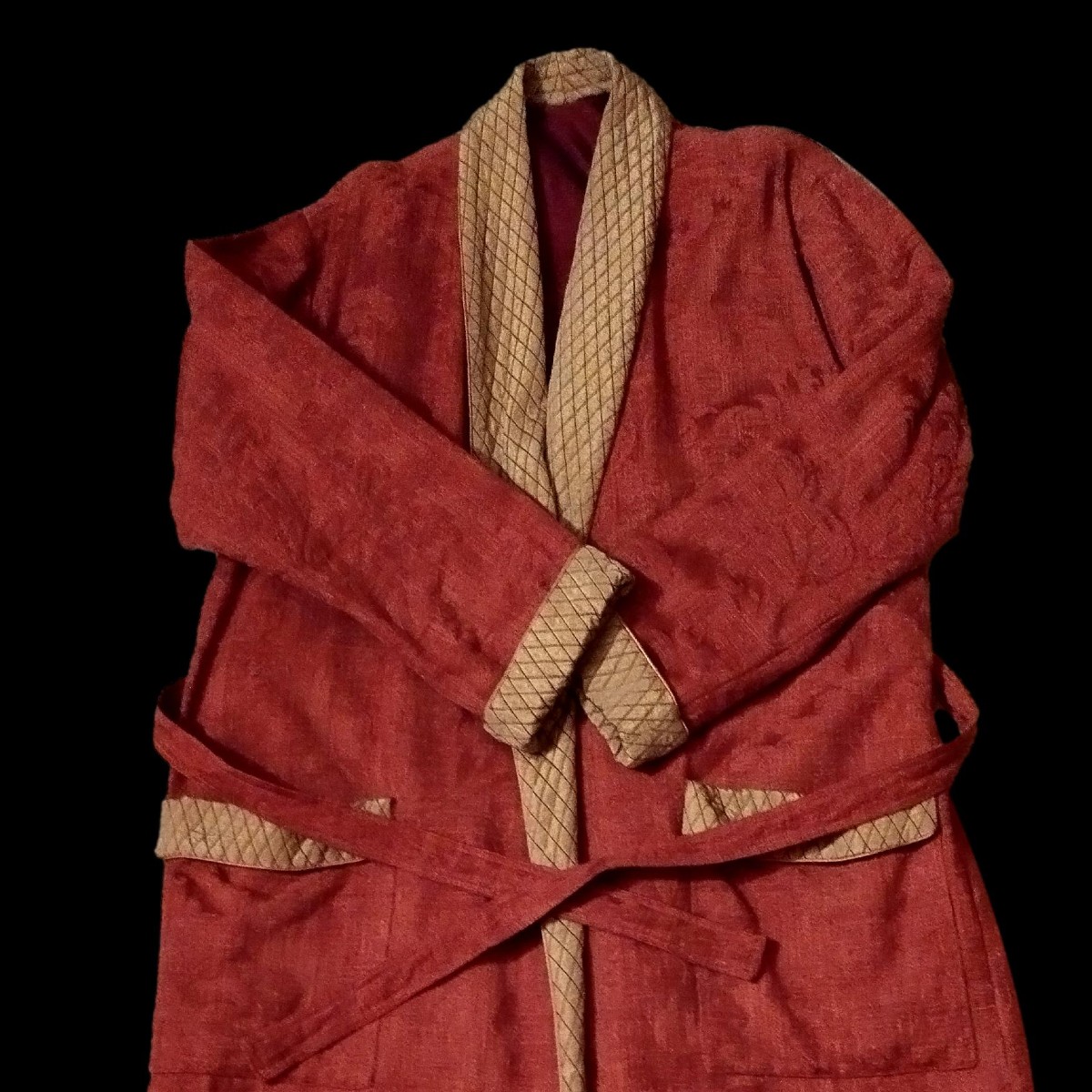 Manteau d'intérieur Homme, damas de soie, taffetas, marque Alwin, 1980, parfait état-photo-6