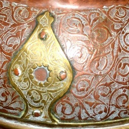 Vase aux étoiles & arabesques, Ht 46 cm, laiton & cuivre, Maroc, XIXème siècle, collection-photo-3