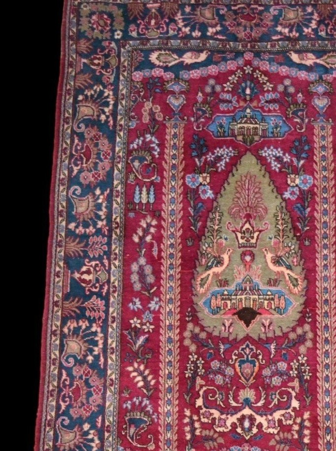 Kashan Rug, Cypress Design, 128 X 203 Cm, Hand-knotted Wool, Circa 1960-1970, Very Good Condition-photo-3