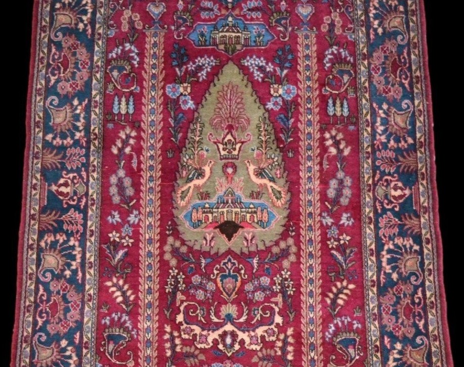 Kashan Rug, Cypress Design, 128 X 203 Cm, Hand-knotted Wool, Circa 1960-1970, Very Good Condition-photo-1