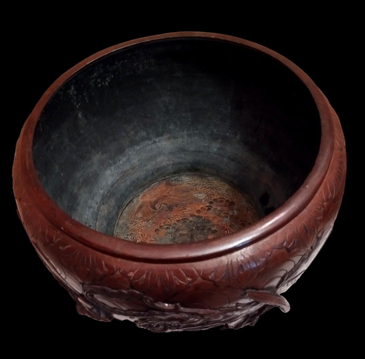 Bassin en bronze décoré en haut-relief, Japon, ère Meiji .1880 - 1900, très bon état collection-photo-7