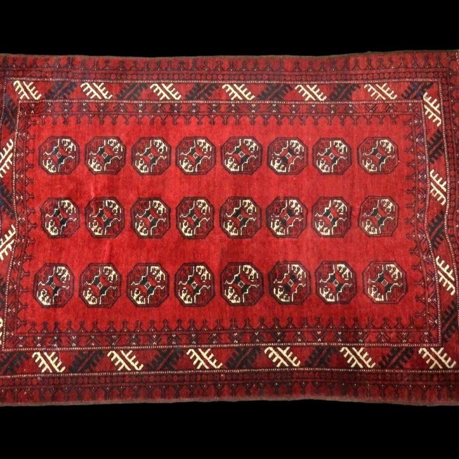 Afghan Rug, 111 X 156 Cm, Hand-knotted Wool On Wool, Mid-20th Century, Afghanistan -photo-3