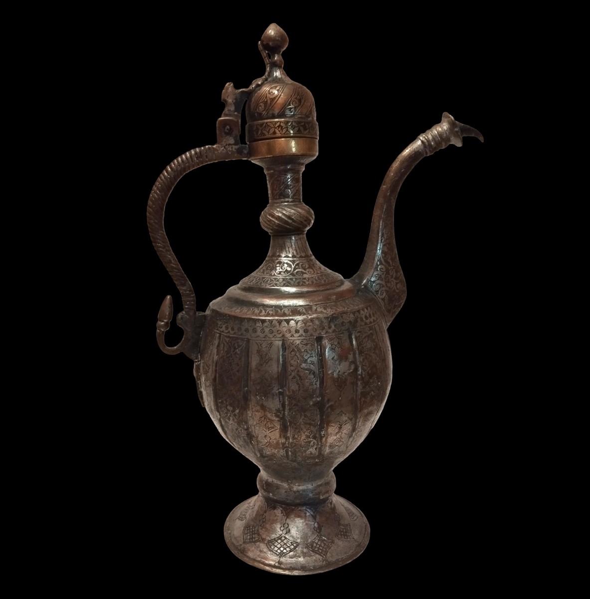 Tinned Copper Dish, Engraved "the Hunt", Iran Circa 1920-1930, Very Good Collector's Condition-photo-6