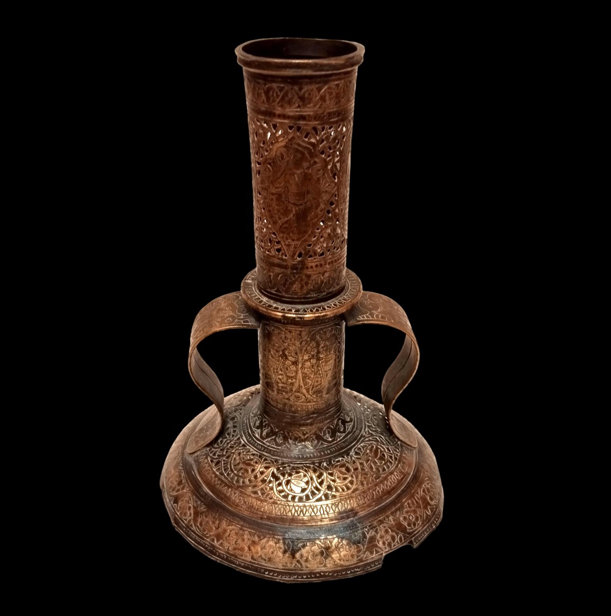 Minâkâri, Plat et coupe sur piedouche en émail peint à la main, Ispahan, Iran - 1900 - 1920-photo-1