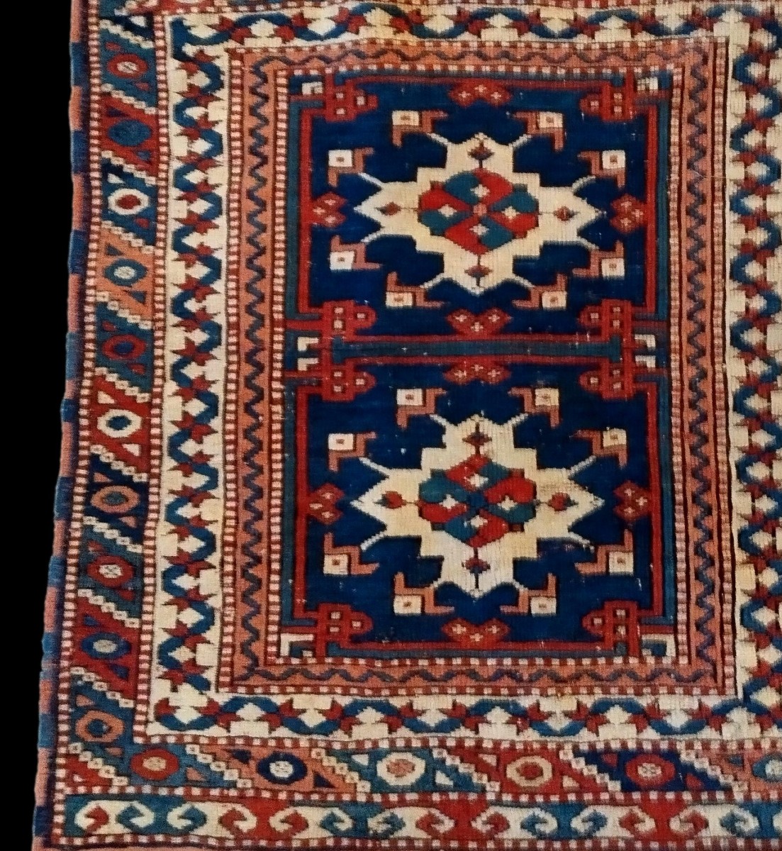 Tapis du Caucase, 97 x 110 cm, laine sur laine nouée main milieu du XXème siècle, très bon état-photo-3