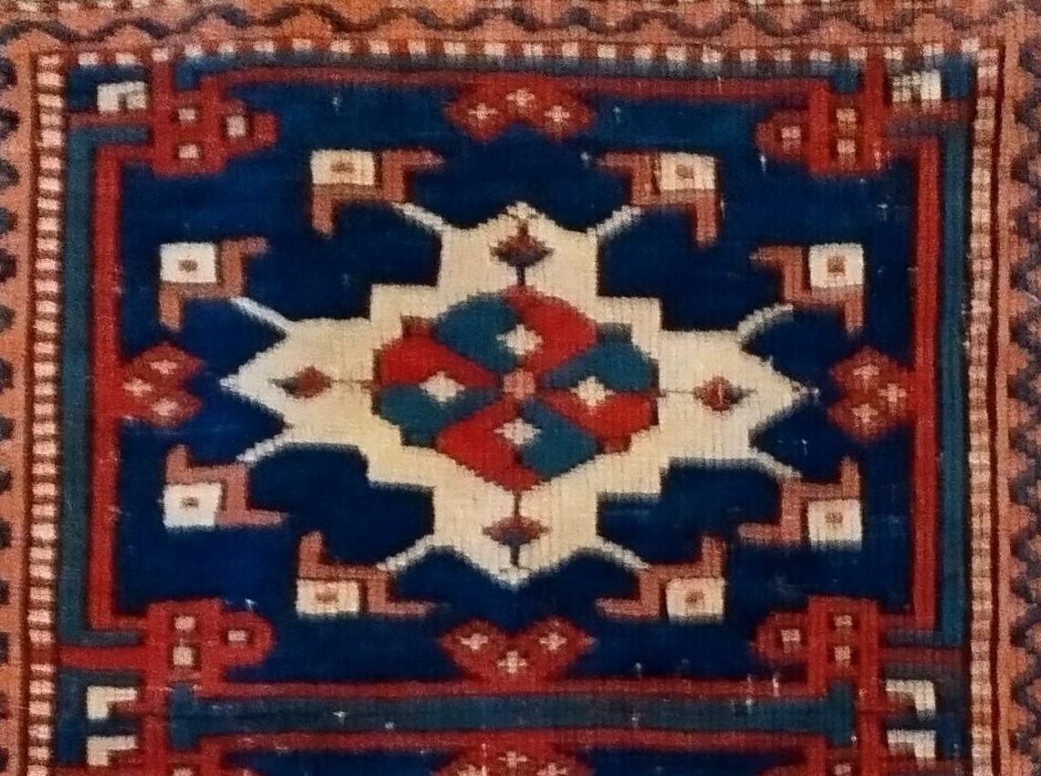 Tapis du Caucase, 97 x 110 cm, laine sur laine nouée main milieu du XXème siècle, très bon état-photo-5