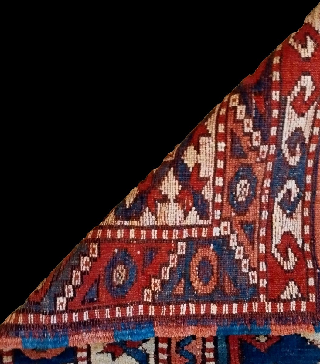 Tapis du Caucase, 97 x 110 cm, laine sur laine nouée main milieu du XXème siècle, très bon état-photo-8