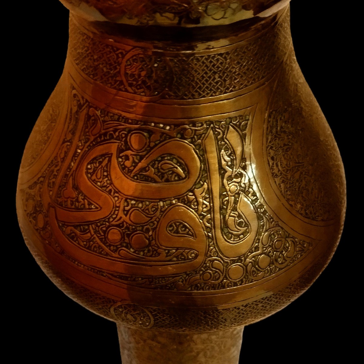 Large Floor Torch, From A Mosque, 202 Cm High, 19th Century, Chased Brass, Openwork, Very Good Condition-photo-4