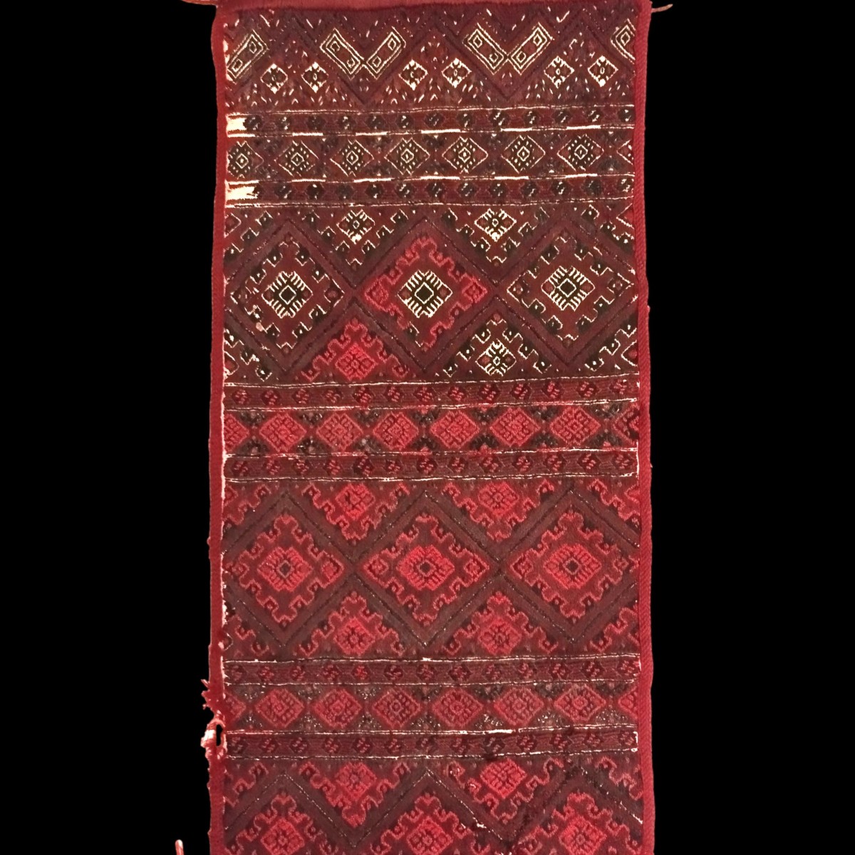 Tapis du Caucase ancien, proche Anatolie, 68 x 29 cm, petit chef d'oeuvre ancien noué main