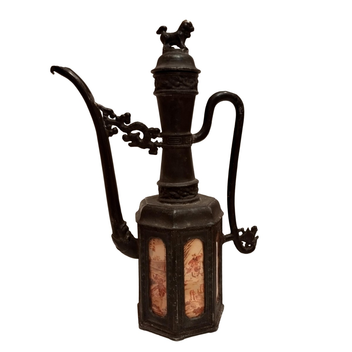 Shantou Ewer In Pewter And Painted Glass In The Niwa Style, Qing Dynasty, China, 1890-1910-photo-2