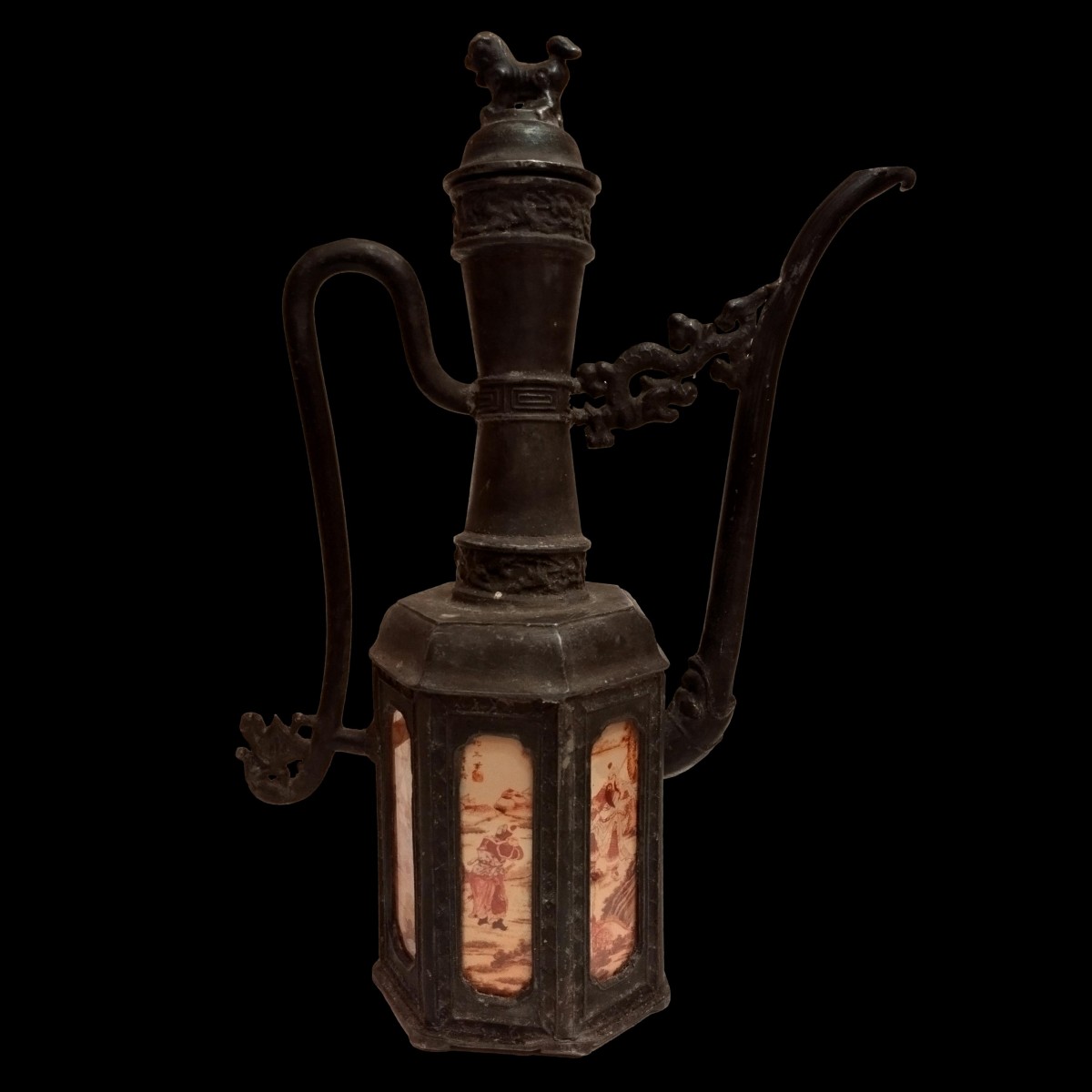 Shantou Ewer In Pewter And Painted Glass In The Niwa Style, Qing Dynasty, China, 1890-1910-photo-3