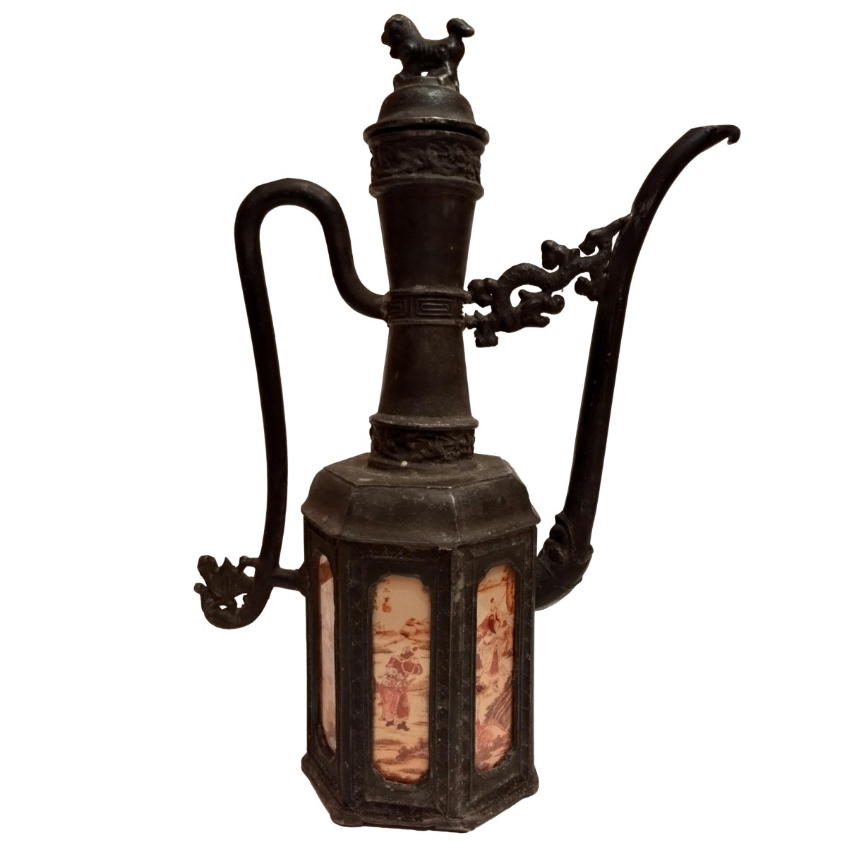 Shantou Ewer In Pewter And Painted Glass In The Niwa Style, Qing Dynasty, China, 1890-1910-photo-4