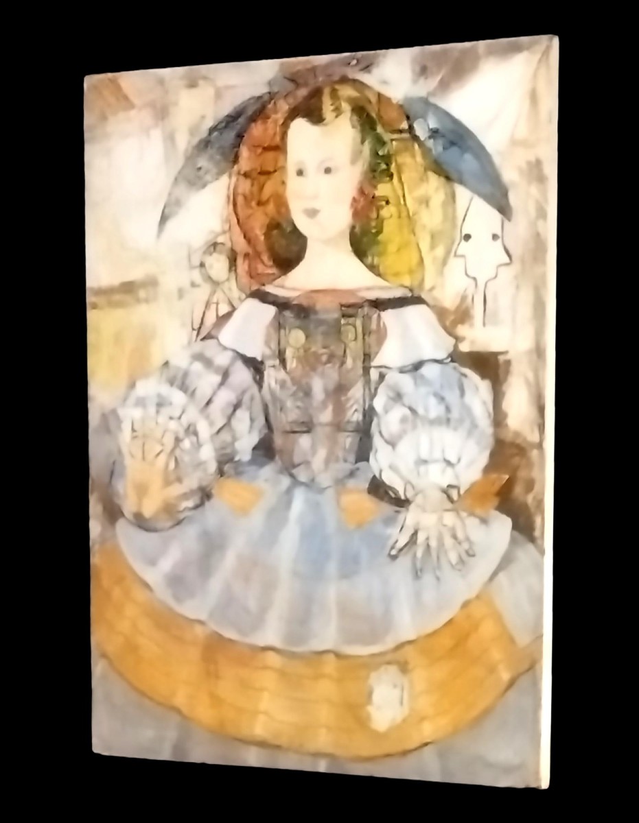 Oil On Wood Panel, 116 X 89 Cm, Modern Painting Circa 1960, Very Good Condition-photo-6