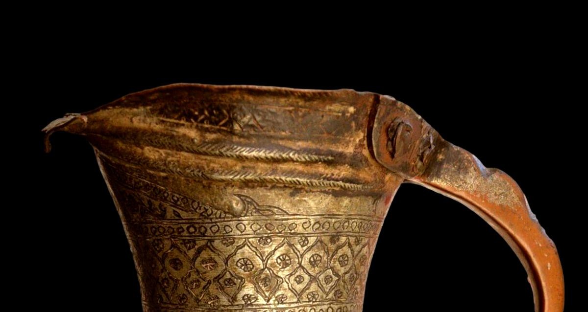 Carafe de table, "Doltcha" cuivre étamé, décor de botehs, Azerbaïdjan iranien, XIXème siècle-photo-2