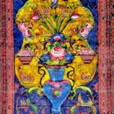 Tapis Macchad, 133 x 227 cm, laine nouée main, décor d'une vision du paradis, XIXème siècle-photo-5