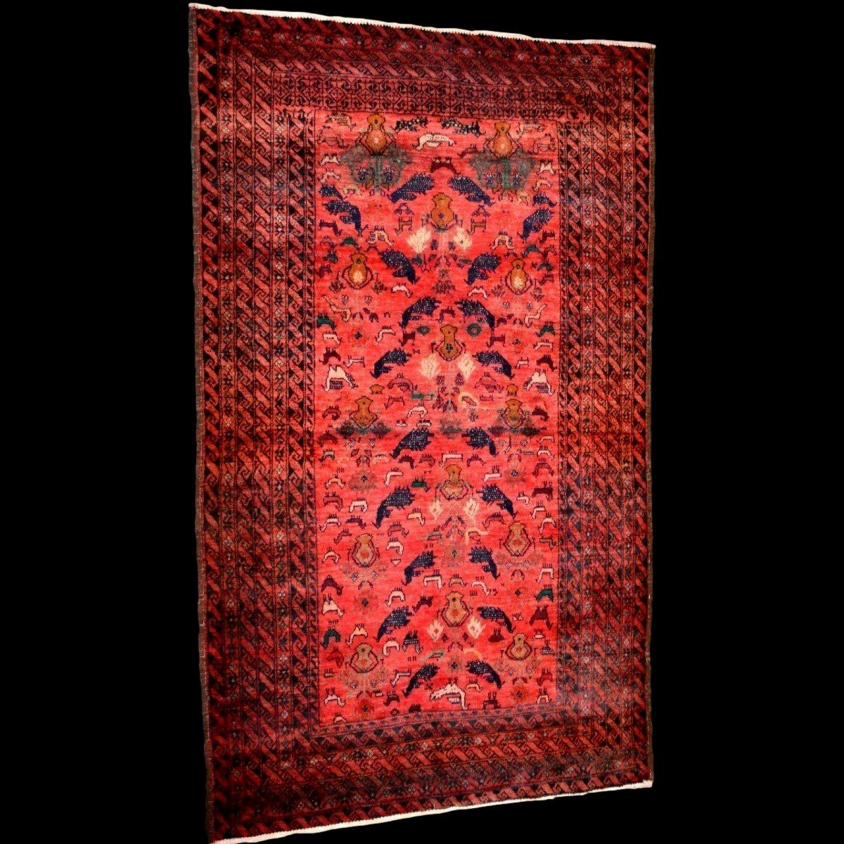 Bechir Rug, Central Asia, 115 X 193 Cm, Animal Motif, Hand-knotted Wool, Mid-20th Century-photo-2
