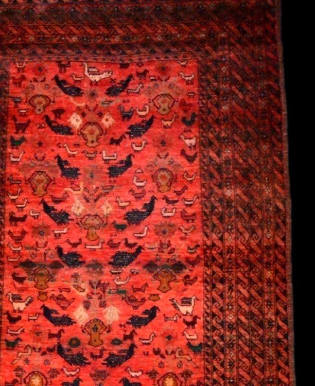 Bechir Rug, Central Asia, 115 X 193 Cm, Animal Motif, Hand-knotted Wool, Mid-20th Century-photo-2