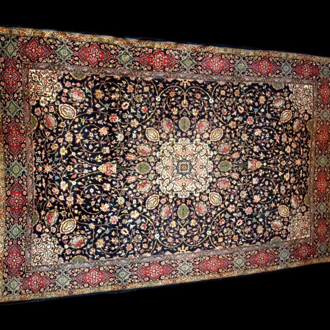 Tabriz Rug, 202 X 320 Cm, Ardebil Pattern, Hand-knotted Kork Wool, Circa 1980, In Perfect Condition-photo-2