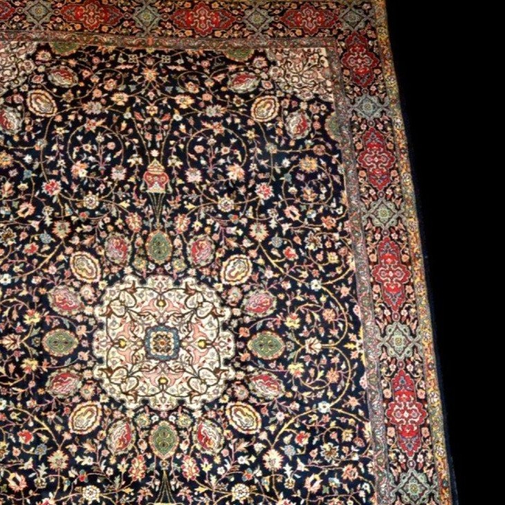 Tabriz Rug, 202 X 320 Cm, Ardebil Pattern, Hand-knotted Kork Wool, Circa 1980, In Perfect Condition-photo-3