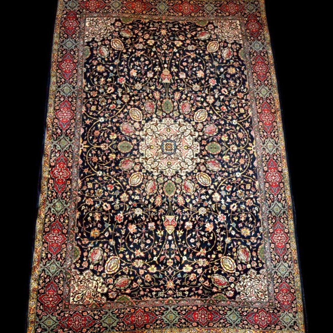 Tabriz Rug, 202 X 320 Cm, Ardebil Pattern, Hand-knotted Kork Wool, Circa 1980, In Perfect Condition