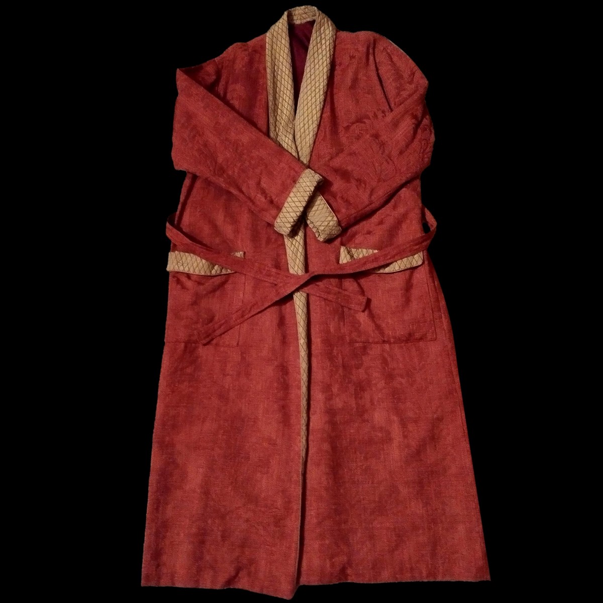 Alwin Men's Indoor Coat, Silk Damask, Taffeta, 1980, France, Perfect Condition