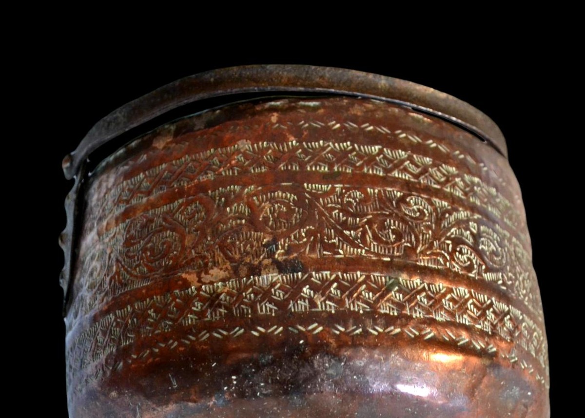 Proantic: Cooking Cauldron, Copper, With Handle, 19th Century, Iranian