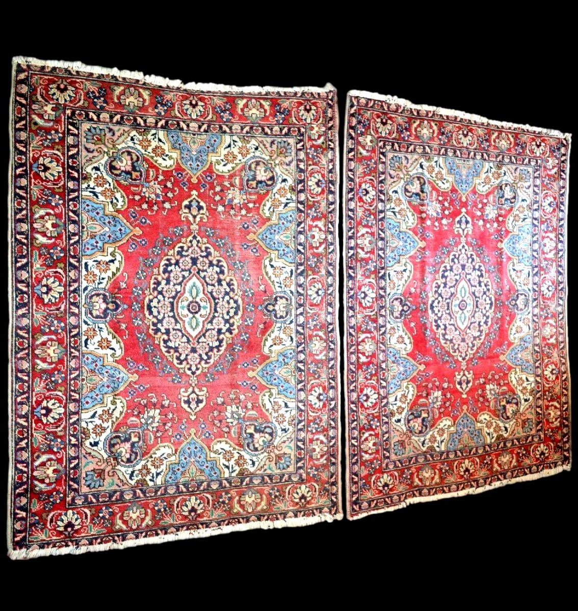 Pair Of Tabriz Rugs, 140 X 192 Cm, Hand-knotted Kork Wool From Iran, Mid-20th Century-photo-2