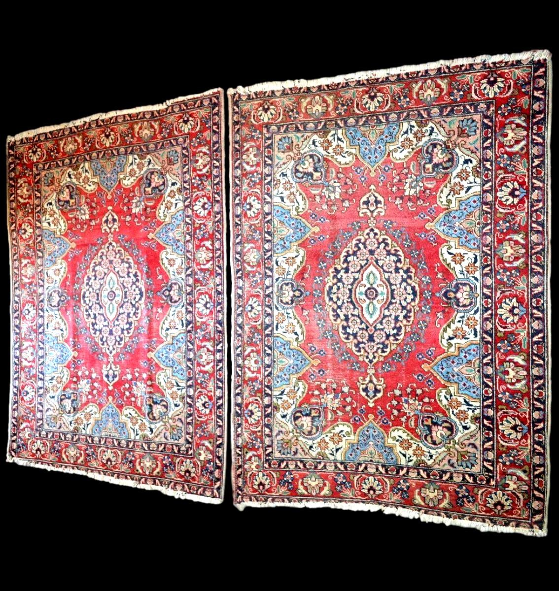 Pair Of Tabriz Rugs, 140 X 192 Cm, Hand-knotted Kork Wool From Iran, Mid-20th Century-photo-4
