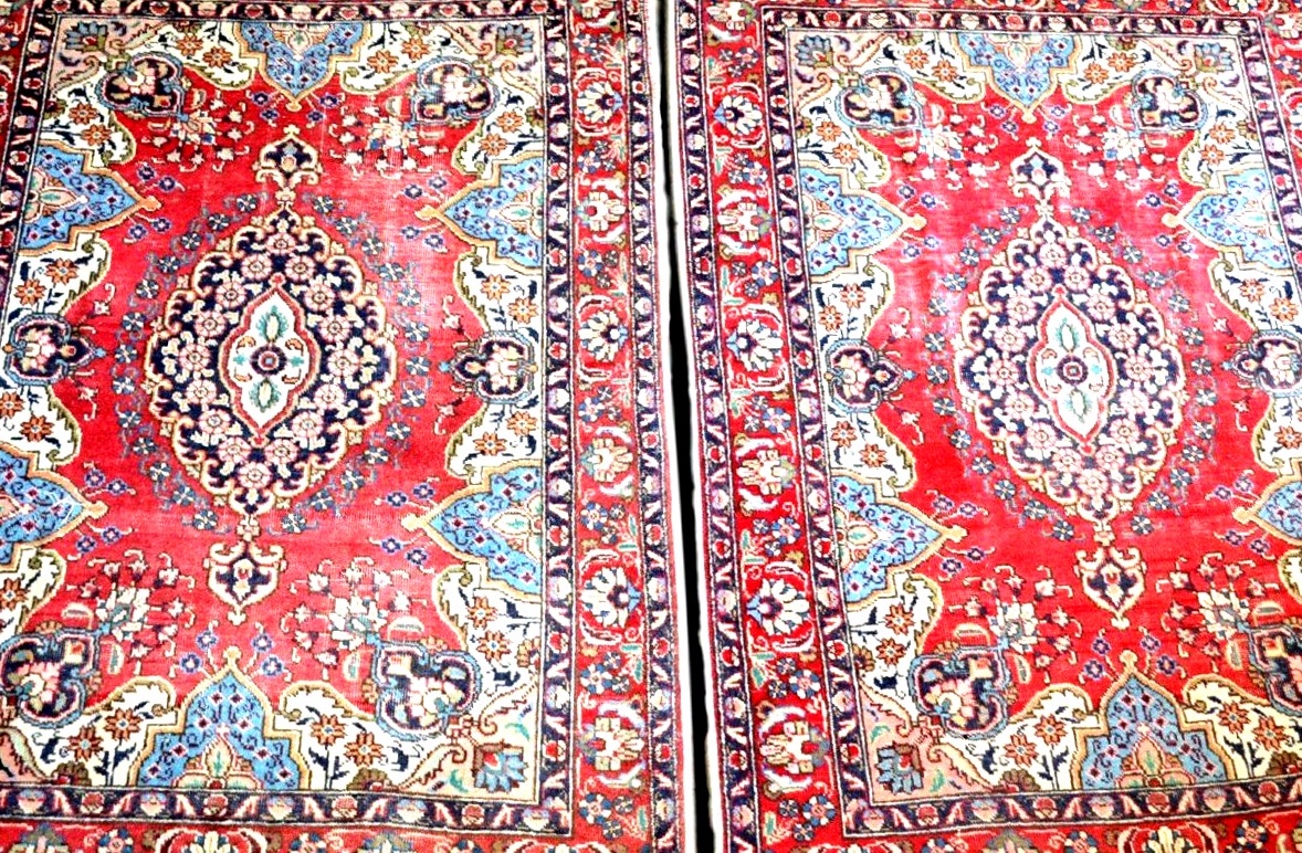 Pair Of Tabriz Rugs, 140 X 192 Cm, Hand-knotted Kork Wool From Iran, Mid-20th Century-photo-1